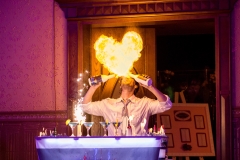 Bartender performance, burning heart with alcohol drinks, barman show